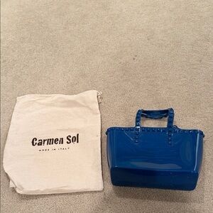 Carmen Sol blue jelly studded tote